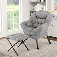 Costway – Fauteuil relax en sherpa avec repose-pieds – Coussin de tête doux – Base métallique antirouille – Poche latérale pratique – Capacité 150 kg