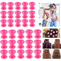 Lockenwickler über Nacht, 30 Stück Silikon Lockenwickler, Lockenwickler ohne Hitze, Silikon Magic DIY Rollen Hair Styling, 2 Größe(Rosa)
