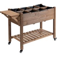 Potager sur Pied Mobile - Bac de Culture avec Roulettes, Plateau Amovible, Système d'Arrosage Intégré et Toile de Drainage - en Bois de Sapin Traité