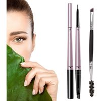 Lot de 2 crayons à sourcils waterproof à double embout, kit de mise en forme des sourcils avec pinceau.