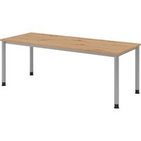 bümö Schreibtisch Serie-H Rechteck: 200 x 80 cm Asteiche Silber