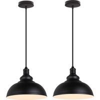 Suspension Luminaire Industrielle Vintage Rétro E27 29cm Plafonnier Lustre Abat-jour Métal Noir&Blanc - 2PCS