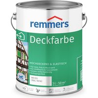 Remmers Deckfarbe weiß (RAL 9016), 5 Liter, Deckfarbe für innen und außen, Wetterschutzfarbe viele Untergründe, hochdeckend, wetterfest