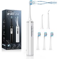 Flosser dentaire d'eau avec brosse à dents électrique, Kit de nettoyage des dents avec 4 modes, Flosser d'eau portable pour les voyages et la maison, noir