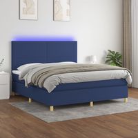 Cama box spring colchón y luces LED tela azul 160x200 cm vidaXL