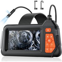 Caméra endoscopique avec éclairage : endoscope industriel à double objectif - Caméra endoscopique HD 1080p avec éclairage - Endoscope d'inspection flexible et étanche de 5 mètres pour la plomberie, l'