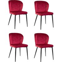 Marvin Sedia in Velluto Rosso PARIGI con Struttura in Metallo e Seduta Imbottita, Poltroncina di Design Moderno per Casa Ufficio Sala da Pranzo 4 Sedie
