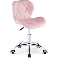 Computer Desk Chair, Faux Leather Office Chair Height Adjustable Upholstered Seat Swivel Chair for Desk Home Office, Pink