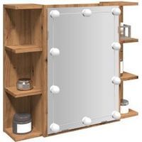 Armoire à miroir avec LED chêne artisanal 70x16,5x60