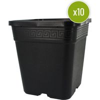Lot de 10 POTS CARRES NOIRS 21 x 21 x 24 cm - 9 L