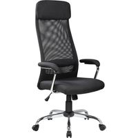 Sedia con ruote Umeno, Poltrona presidenziale con braccioli, Sedia ergonomica da ufficio, 65x65h126/136 cm, Nero