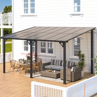 YODOLLA Pergola Adossée, Tonnelle de Jardin Exterieur, Pergola Murale Résistant UV, 4.3 x 3m - Noir