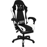 Clutch - Ergonomischer Gaming-Stuhl mit Lendenkissen, Kopfstütze und Fußstütze aus schwarzem und weißem PVC