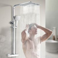 Heilmetz Duschsäulen mit Thermostat Duschsystem Edelstahl Quadratisch 30x30cm Extra Große Regendusche mit Handbrause Duschset Chrom