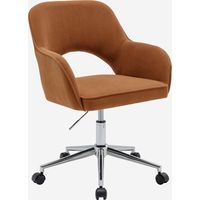 Silla de oficina con ruedas de pana fina y base cromada