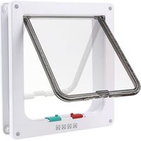Chatière à 4 Positions Chatière pour Chat avec Tunnel Cache Découpe Chatière Chien Porte de Chat avec Serrure Chatières pour Petit Animaux Cat Mate Verrouillable Facile à Installer Blanc(M)-Fei Yu