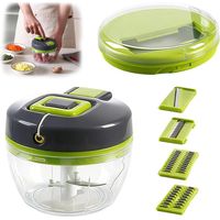 Manual Chopper 520ml, Mini Manual Onion Blender Cutter with Versatile 3 Replacement Blades Stainless Steel, Easy to Clean, Vegetable Meat