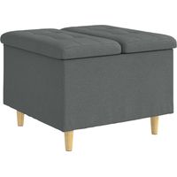 vidaXL Pouf de rangement avec coussin Gris foncé 60 x 60 x 45 cm tissu