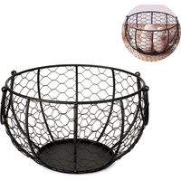 Metal Wire Egg Basket Egg Holder Kitchen Fruit Basket Vegetables Kitchen Counter Organizer,Black