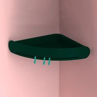 Support triangulaire sans poinçon pour salle de bain Support mural pour étagère de douche Support de rangement pour cuisine Organisateur Articles ménagers Accessoires: Vert foncé
