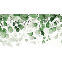 Papier peint à feuilles vertes et blanches, décoration pour salon, chambre à coucher – 350 x 250 cm, papier peint intissé Wallarena