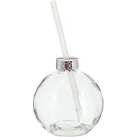 Mug Novaliv vin chaud 400 ml mug de Noël personnalisé avec paille - Boule de Noël comme mug vin chaud - Mug motif boule de sapin de Noël mug boule de