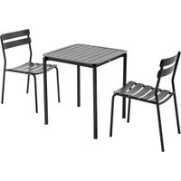 Ensemble table de terrasse 70cm et 2 chaises noir