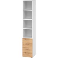 bümö smart Schubladen Regal - 4 Schübe Weiß/Asteiche