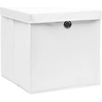 Boîtes de rangement avec couvercles 4 pcs 28x28x28 cm Blanc vidaXL