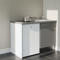 Kochnischen K08L-PT - 120 cm - Laminatplan, spüle Edelstahl, - Graue Front - betongraue Laminatplatte - Kredenzen nein + Haushaltsgeräte weiß
