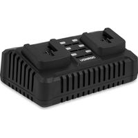VONROC Cargador rápido doble 20V - Plataforma VPower 20V - Para baterías de 2,0Ah y 4,0Ah