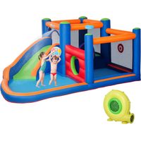 Castello Gonfiabile per Bambini 3-8 Anni con Scivolo, Trampolino e Piscina, 380x340x170cm