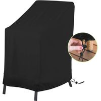 Waterproof Garden Chair Cover (120 x 65 x 65 x 80 cm) - Black, Stackable Chair Cover, 210D Oxford, with Drawstring and Buckle