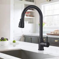 Mitigeur de cuisine noir avec douchette extractible 47cm – Rotatif 360° – 3 modes : pause/pulvérisation/vapeur – Acier inoxydable résistant – Sworn