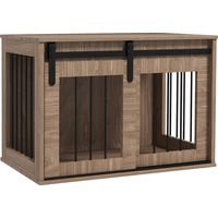 Pawhut – Cage pour chien en acier et panneaux de particules – 80x54x57cm – Niche élégante avec porte coulissante – Pour chiens jusqu'à 20kg
