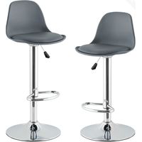 KITYTETY Tabourets de Bar et Cuisine Design SIG - Lot de 2 Chaises de Bar - Hauteur Réglable (Gris)