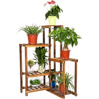 Vintage 6 Tier Wooden Corner Plant Stand Ladder Potted shelf Balconie Terrace