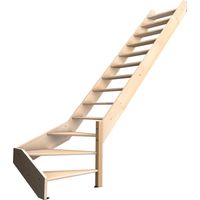 Kordo – Escalier quart tournant en hêtre – 13 marches – Longueur trémie 2015 mm – Hauteur sol à sol 2898 mm – Largeur 784 mm – Made in France
