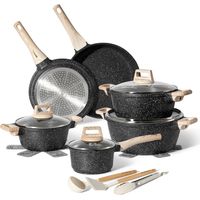 Batterie de cuisine 15 pièces en granit, antiadhésive, compatible induction