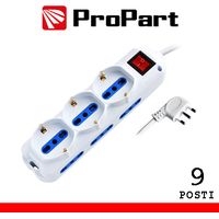 Multipresa 9pos bipasso + bipasso/schuko spina16A +interr.