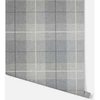 Grey Country Tartan Wallpaper Checked Textured Hessian Paste Wall Vinyl Arthouse