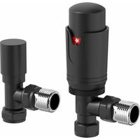 Galiflo Angled Thermostatic Radiator Valve & Lockshield – Black, 15mm TRV
