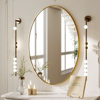 Koonmi miroir mural ovale - 60 x 80 cm - Miroir de salle de bain mural - Gold