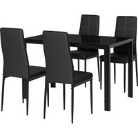 Set 5 Pezzi con 1 Tavolo e 4 Sedie per Cucina o Sala da Pranzo Nero