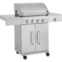 Habitat Et Jardin – Barbecue à gaz 5 brûleurs avec 1 latéral – Surface de cuisson 58 x 41 cm – Puissance 14,5 kW – Métal gris clair
