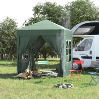 Tonnelle de jardin 2x2m avec 4 murs latéraux tissu Oxford 2 portes 2 fenêtres et sac de transport imperméable vert