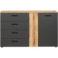Esteban Sideboard 2 Türen, 4 Schubladen Antracit.