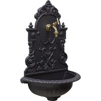 Fontana a muro Granada grigio ghisa per casa giardino balcone parete con rubinetto in ottone lucido