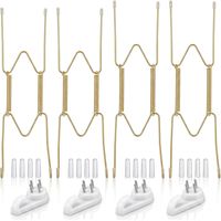4 Paires Porte Assiettes Muraux Invisibles,Crochets Muraux Ongles non marquants avec 16 Manchons de Protection Transparents,Accroche Assiette Murale Blanc pour Décoration Artistique(8, 10 inch)