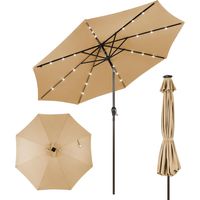Costway – Parasol déporté inclinable 300 cm avec 24 LED – Tissu polyester résistant aux UV – Cadre en acier robuste – Pliable pour gain de place